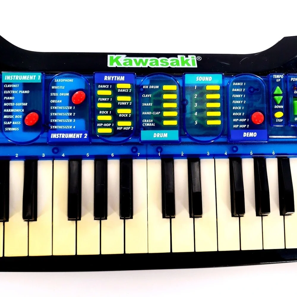 Vintage Kawasaki 37-Key Electronic Musical Keyboard Pink Blue Tested Works